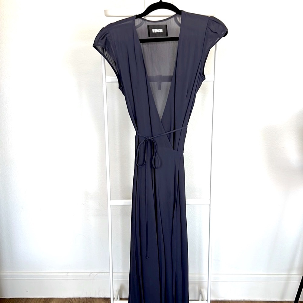 Reformation Mollie Wrap Dress. Color: Charcoal Grey. Size: Small.